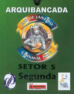 Front side of Sambodromo ticket Sector 5